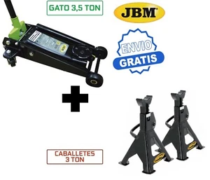 JUEGO GATO HIDRAULICO 3,5 TON JBM 50818 + 2 CABALLETES / BORRIQUETAS 3 TON - Imagen 1 de 4