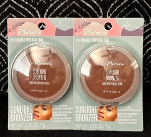 2pk LE MERCERIE BRONCEADOR LUZ SOLAR #116 ACABADO MATE BRILLO PRENSADO POLVO COMPACTO - Imagen 1 de 7