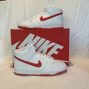 [DV0828-100] Mens Nike DUNK HIGH 'WHITE PICANTE RED' - Picture 1 of 9