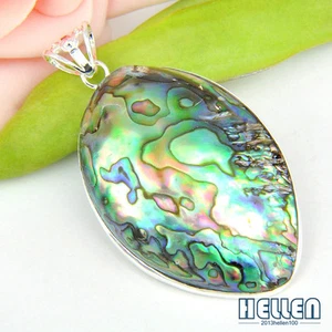 ¡Increíble! Precioso collar colgante de plata con concha de abulón natural de 2 5/8" - Imagen 1 de 8