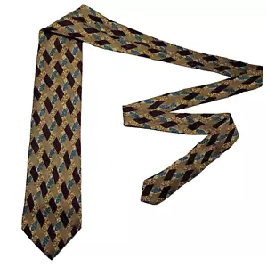 Ermenegildo Zegna Tie Men's Gold Geometric 100% Silk Necktie Handmade In Italy - Picture 1 of 7