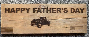 Happy Father's Day Laser Engraved Sign On Reclaimed Barn Board - Customizable - Picture 1 of 1