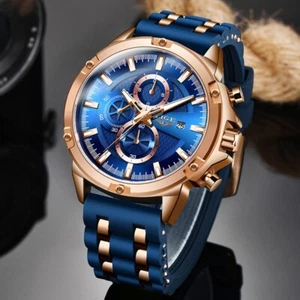 Lige Men Watches Male Steel Business Chronograph Wristwatch Fashion Quartz Watch - Picture 1 of 6