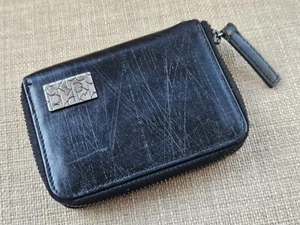 Calvin Klein Mini Wallet Coin Pocket Wallet Purse Black Leather Zip Around - Picture 1 of 12