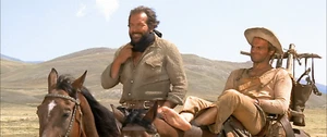 QUADRO STAMPA SU TELA CANVAS bud spencer terence hill trinita' scena a cavallo - Foto 1 di 3