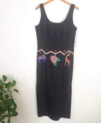 Maxi Vestido DL Deborah Laws Nuevo con Etiquetas Vintage Años 90 Talla 10 Negro Forrado en Algodón Foto 1 de 4