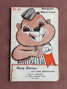 1958 Vtg UNITY SAVINGS & LOAN Bank Coin Saver EAGER BEAVER St Louis Missouri - Picture 1 of 3