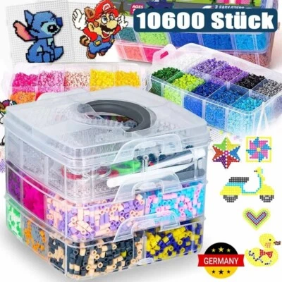 10600 Stk Bügelperlen Set,Steckperlen mit Aufbewahrungsbox,Bügelperlen Platten.~ - Bild 1 von 4