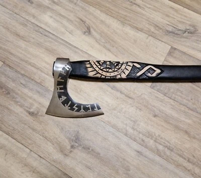 Wikinger Axt Runen - handgefertigt mit Lederschutz - Neu - Beil nordisch