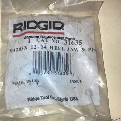 QTY 1 RIDGID 31635 HEEL JAW & PIN FITS 12" AND 14" PIPE WRENCH MADE IN USA - Image 1 of 2
