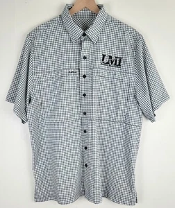 Game Guard Shirt Mens L Microfiber Short Sleeve Button Up Vented Check Logo 1041 - Picture 1 of 11