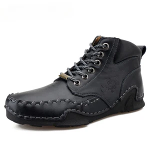 Hombres Hechos a Mano Botines Exterior Cuero Dividido Pisos Informales Tenis Mocasines - Imagen 1 de 26