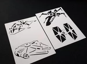 4 Stück Star Wars Style X Wing TIE Fighter Millennium Falcon Snowspeeder Schablonen - Bild 1 von 4