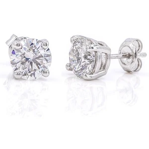 2 Ct Round Lab Created Grown Diamond Earrings 14K White Gold EF/VS - Picture 1 of 1