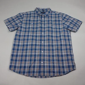 Prana Button Up Shirt XL Blue Plaid Organic Cotton Casual Mens - Picture 1 of 11