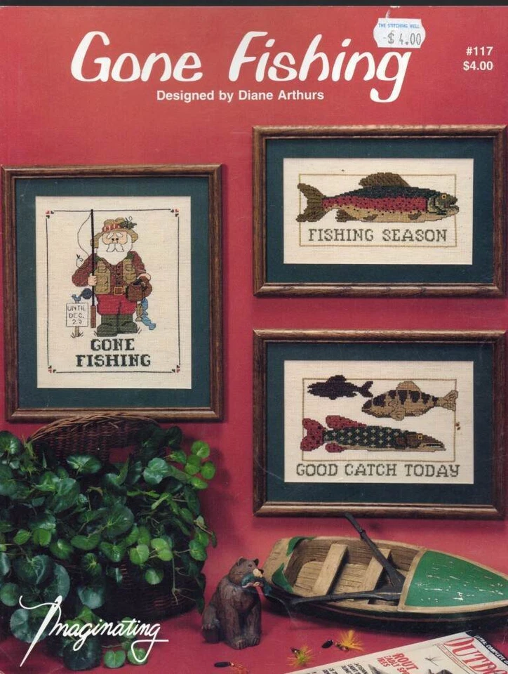 OOP!!! CROSS STITCH GONE FISHING GREAT CHARTS 1 W/SANTA - Image 1 of 1