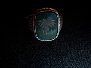 Patriotic Africa-DAK-Tunis-Palm-Ring-935-Silver-Craft-1941-1960 - Picture 1 of 8