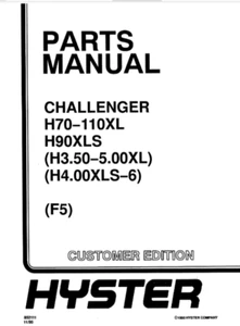 Hyster H70XL, H110XL, H90XLS F5 Challenger Forklift Parts Catalog Manual PDF - Picture 1 of 3