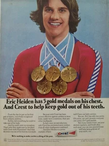 1980 Crest toothpaste Eric Heiden ice skater 5 gold Olympic medals ad - Picture 1 of 1