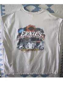 Vintage Harley Davidson Motorrad Ernies Back Grafik Herren Hemd ärmellos 3XL - Bild 1 von 6