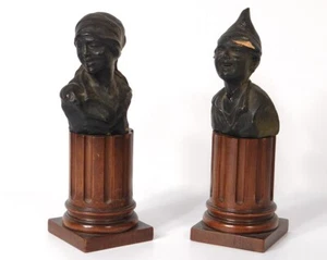 Pair Of Terracotta Bust Sculptures Of A Woman And A Boy 19th Century - Picture 1 of 1