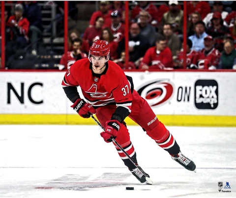 Andrei Svechnikov Carolina Hurricanes Unsigned Red Jersey Skating Photograph Cover