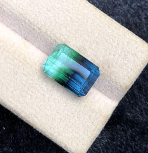 6ct Tricolor Natural Emerald Cut Tourmaline Ethically Sourced from Afghanistan - Picture 1 of 5