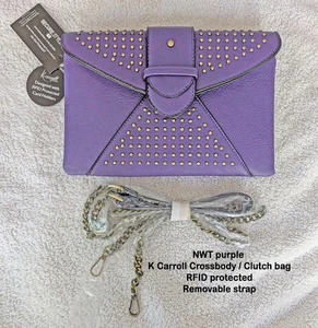 Neu mit Etikett lila K Carroll 9x6 Crossbody/Clutch Tasche, RFID geschützt, abnehmbarer Riemen - Bild 1 von 21