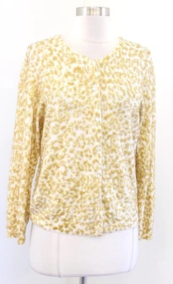 J Crew Collection Cream Yellow Gold Sequin Embellished Merino Wool Cardigan XL - Image 1 of 4