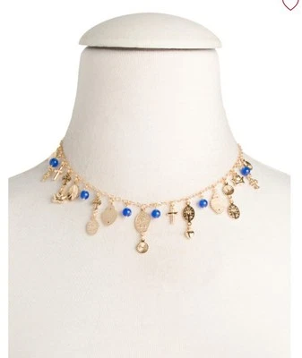 Collar religioso MIA FIORE hecho en Italia chapado en oro de 18 quilates ágata azul Foto 1 de 4