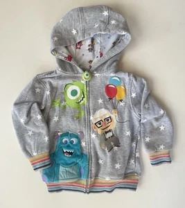 Disney 100 PIXAR Monsters Inc Up Full Zip Hoodie W/ Pockets Grey BOYS 5 - Picture 1 of 5