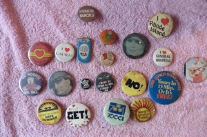 Lot of 20 Various Themed Vintage Pinbacks STP Oil Elvis General Hospital Weed - Picture 1 of 9