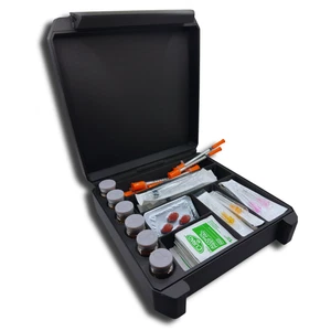 Estuche de suministros TRT HRT - 6 frascos organizadores con jeringa y compartimentos para agujas - Imagen 1 de 5