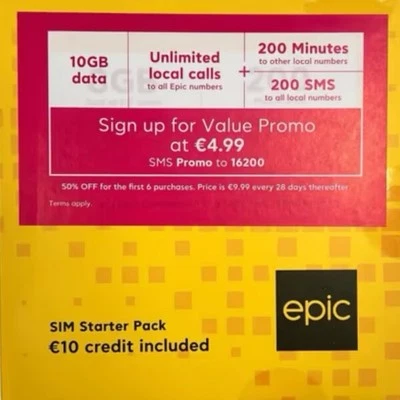 PROMO - EU SIM CARD Epic Malta ROAMING without registration - Image 1 of 3