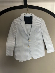 Vineyard Vines Boys Suit Blazer Jacket & Pants Blue Seersucker Sport Coat Sz 4T - Picture 1 of 15