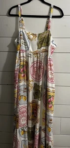 Paper Hearts Linen Blend Sundress Ciao Bella Lemons Print Size XL Vacation - Picture 1 of 14