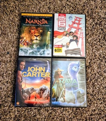 Disney DVD Lot (4) Big Hero 6 John Carter Raya Narnia FAST SALE - Image 1 of 4
