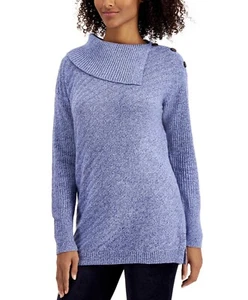 Suéter túnica Style & Co para mujer acanalado detalle de botones índigo lavado talla PP - Imagen 1 de 1
