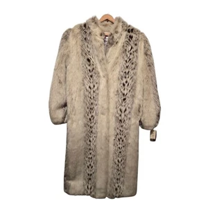 Vtg 80's Monterey Lynx Faux Fur Coat Sz 16-T NWT Deadstock Glam Rocker Mobwife - Picture 1 of 23