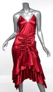 ALEXANDRE VAUTHIER Ruby Red Silk Satin Cocktail Dress NEW TAGS US12 FR44 - Picture 1 of 5