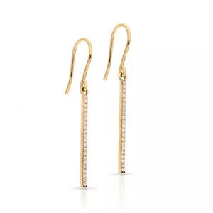 0,21 quilates pendientes colgantes de gancho con barra de diamante genuino oro 14k joyería fina - Imagen 1 de 7