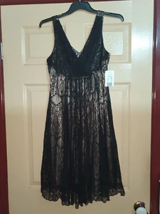 DRESS SEMI-FORMAL LACE SATIN OVERLAY DRESS BY UCW SIZE 12 BNWT - Picture 1 of 10