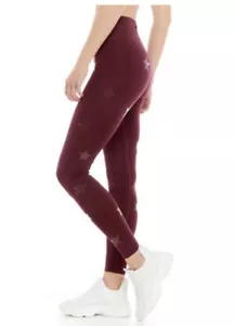 Jessica Simpson The Warm Up Juniors Sz S Burgundy Stars Leggings Yoga Pants NWT - Picture 1 of 7