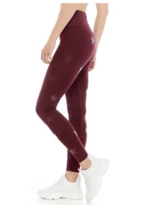 Jessica Simpson The Warm Up Juniors Talla S Borgoña Estrellas Leggings Yoga Pantalones Nuevos con Etiquetas Foto 1 de 4