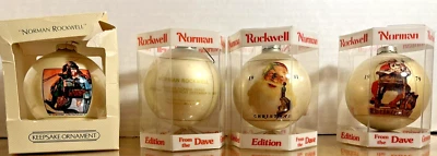 Lote de cuatro bolas redondas Norman Rockwell adornos 1979, 1980, 1981, 1982 Foto 1 de 4