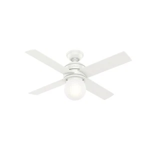 44" Matte White Indoor Modern LED Ceiling Fan Painted Cased Glass Globe Light - Picture 1 of 12