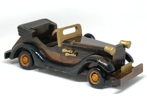 Vintage Wooden Handcrafted Antique Style Convertible Car c1980's, 29.5cm L - Foto 1 di 16