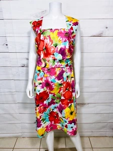 Donna Ricco New York Womens Dress Size 14 Floral Sleeveless Back Zip - Picture 1 of 7