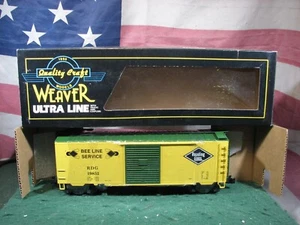 WEAVER READING BEE LINE O SCALE STEEL SIDED BOX CAR 3 RAIL W/ DIECAST TRUCKS MIB - Picture 1 of 10