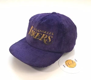 VINTAGE LA LAKERS KORD DRUCKKNOPFLASCHE MÜTZE LOS ANGELES KOBE SHAQ SPORT SPEZIALITÄTEN - Bild 1 von 8
